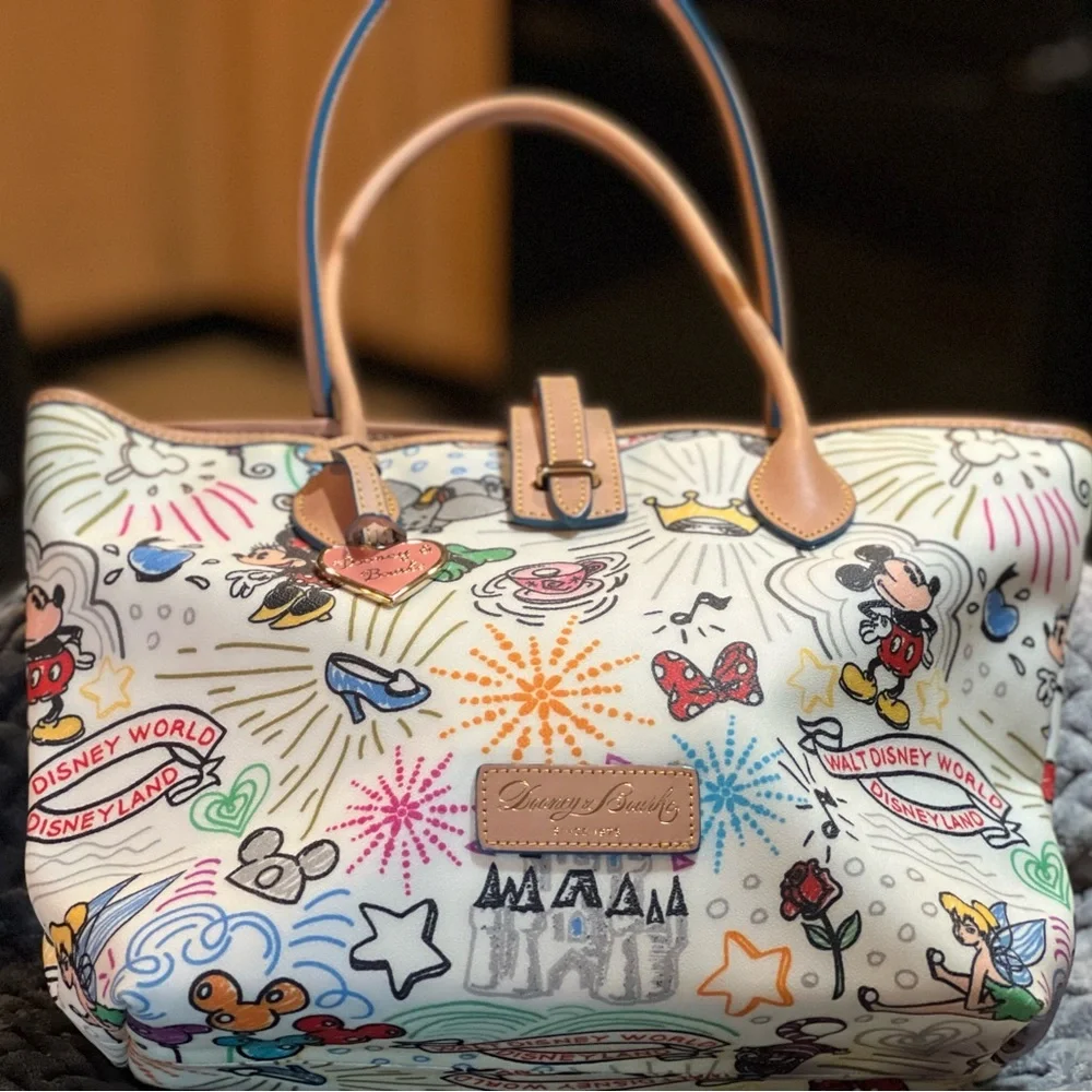 Disney Parks Retired Dooney & Burke Tote Bag with Colorful Cartoon Design, Ret. - Picture 2 of 16